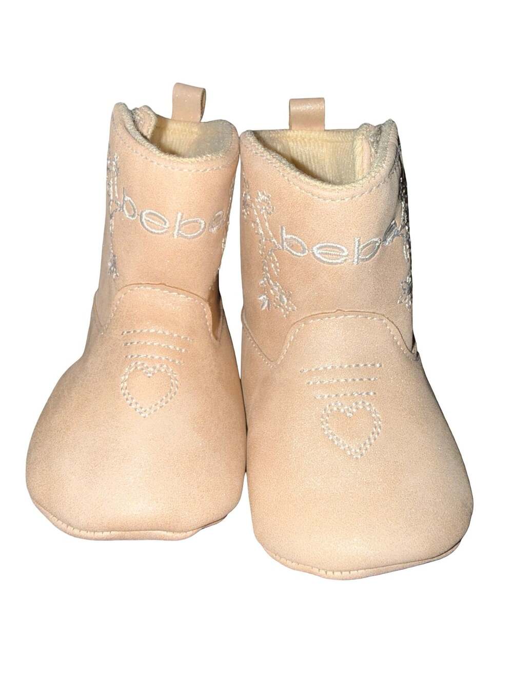 bebe baby Girls Bebe Embroidered Floral Heart Cowgirl Boots Beige size 2